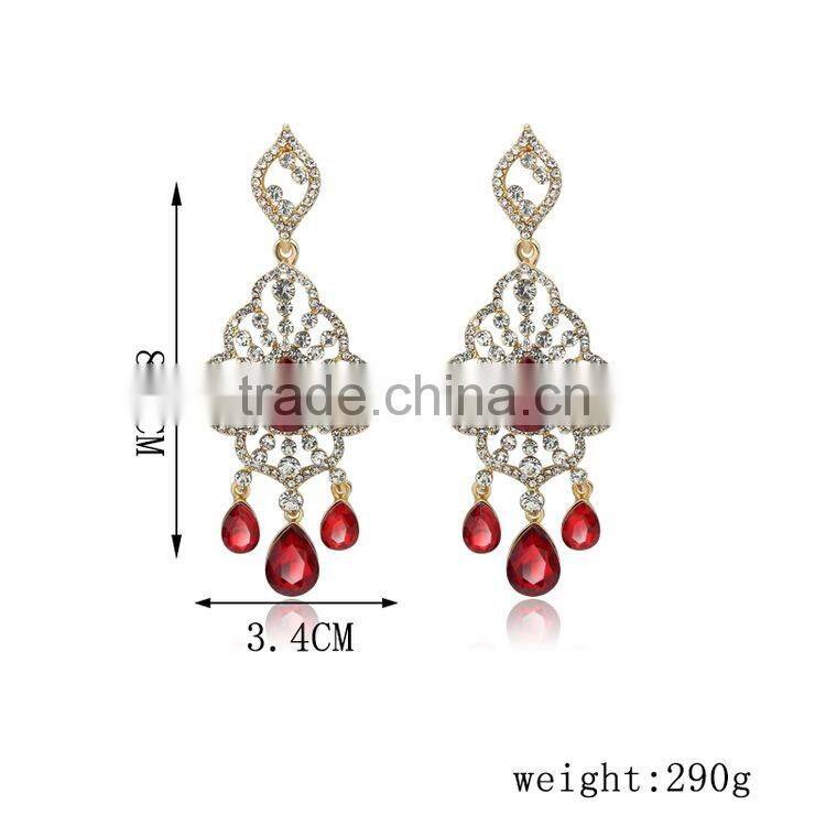 Stylish Retro Rhombus Crystal Ethnic Style Chandelier Earrings