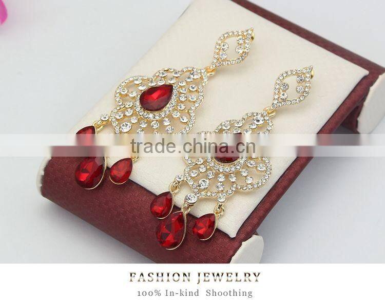 Stylish Retro Rhombus Crystal Ethnic Style Chandelier Earrings