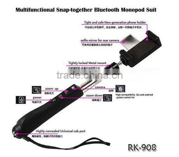 Multifunctional Wireless Zoom Bluetooth Selfie Stick Monopod