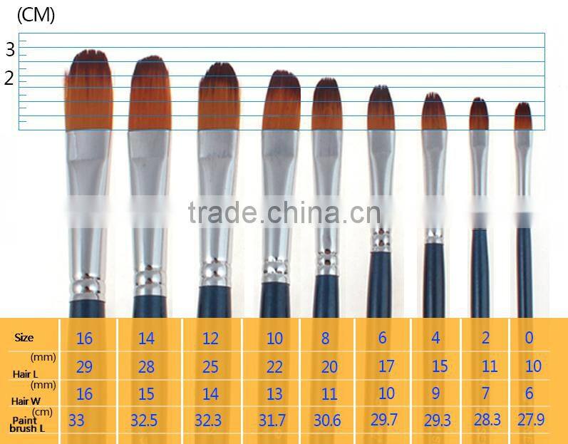 High Grade Wood Handle Filbert Bristle Artist Paint Brush Set Handle
