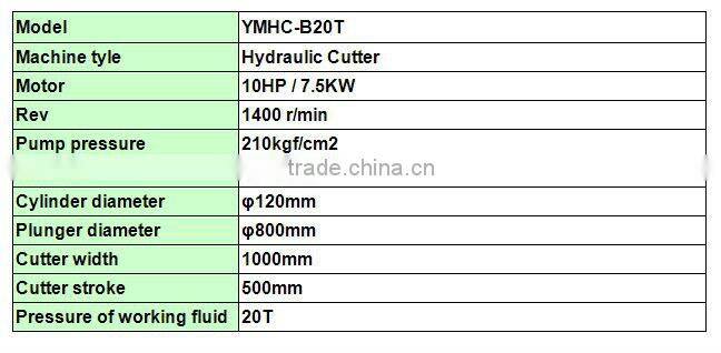Hydraulic steel cutter / plastic bottle cutter / hydraulic rubber cutter YMHC-B20T