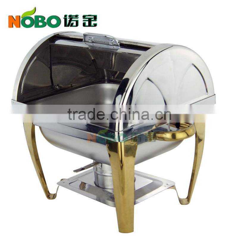 Stainless steel roll top chafing dish with single pan/buffet server with alcohol stove