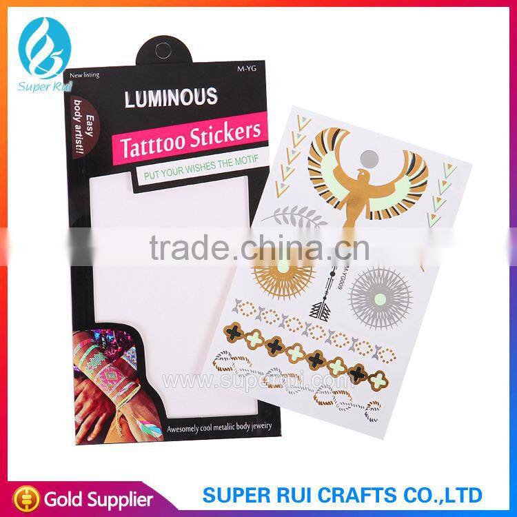 2015 Best design metallic glow in the dark body tattoo sticker
