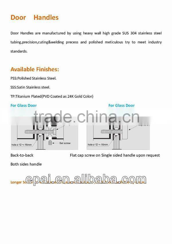 Door Handle Stainless steel for glass door and timber door