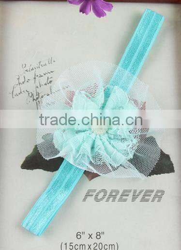 lovely flower elastic hair rubber band with pearls