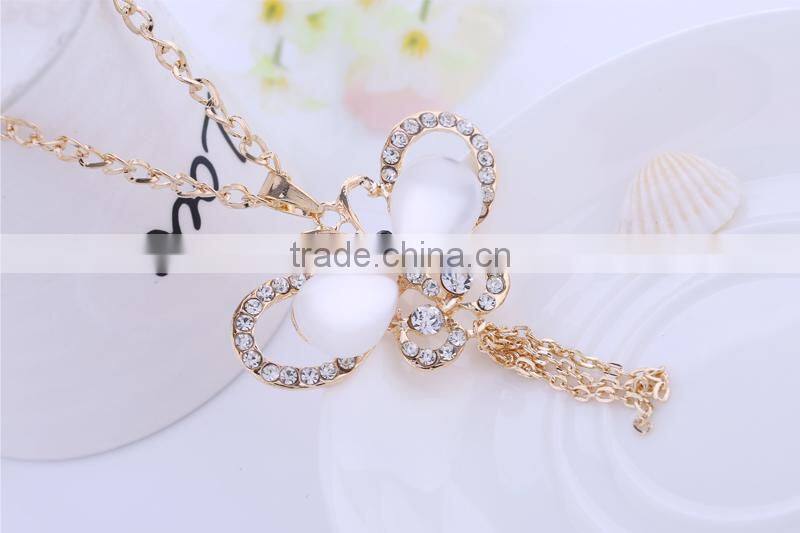 Women costume butterfly with tassels necklace jewelry 2015 top fashion jewelry female beautiful crystal necklace