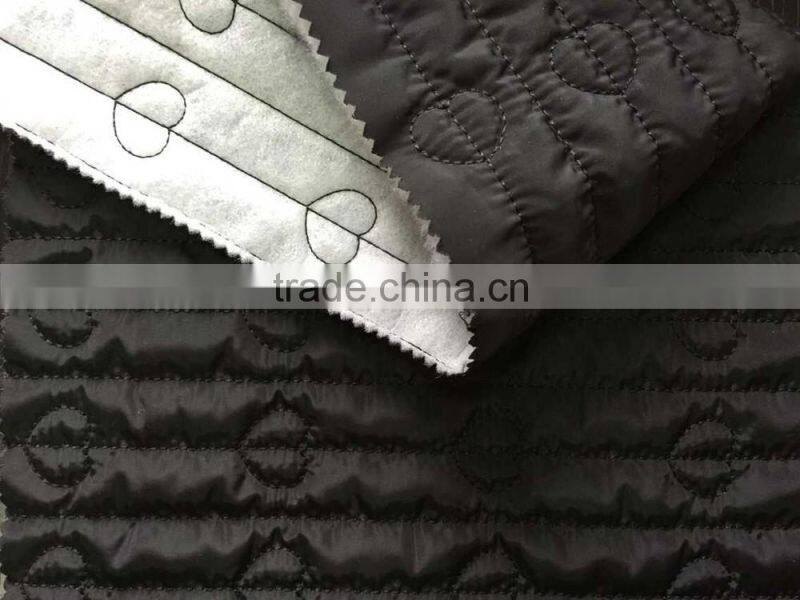 polyester stripe with fashion embroidered padded quilting fabric