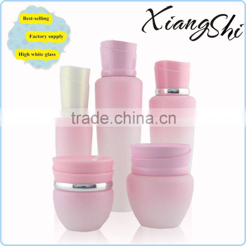 peach shaped cream and lotion glass cosmetic bottles set
