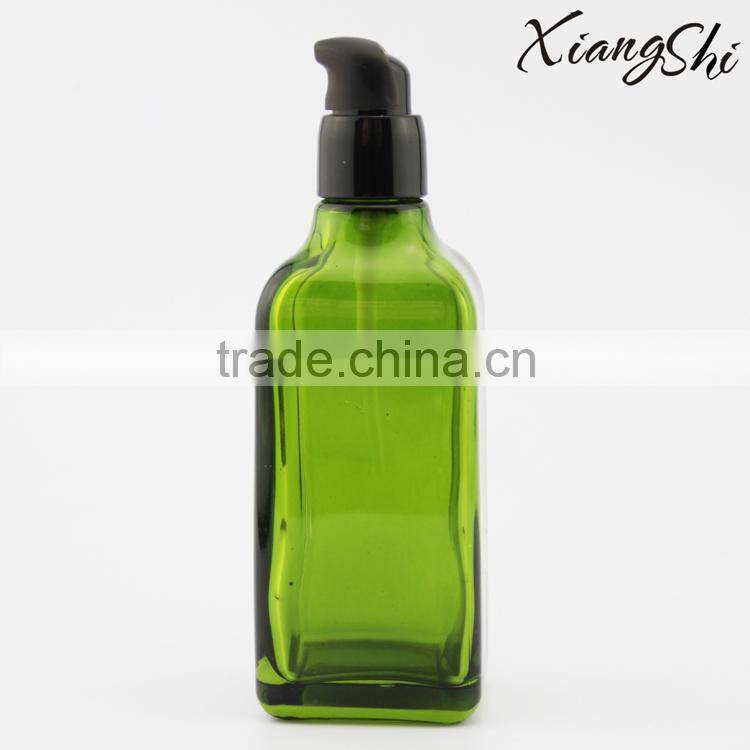 transparent green olive oil glass bottles