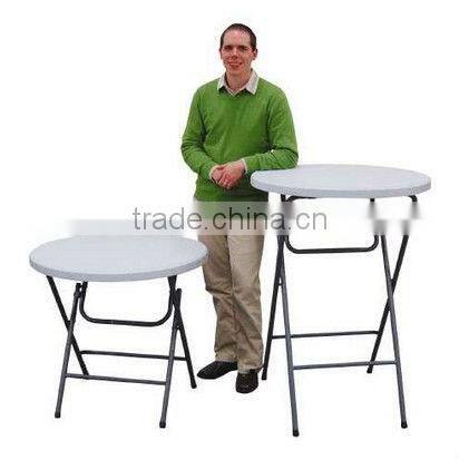 Round Granite White Plastic Bar Height Folding Table,