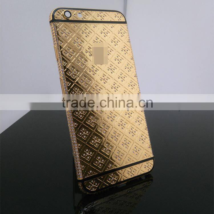 Luxury 24k gold housing for iphone 24ct gold back cover diamond full housing