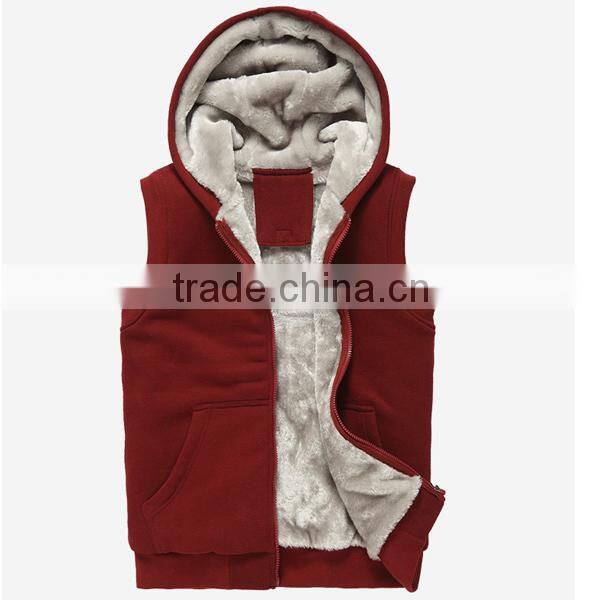 Wholesale warm plain blank sleeveless hoodies for women (YCH-B0145)