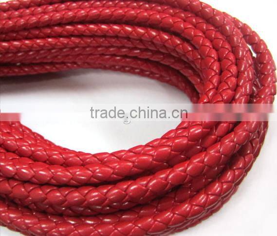 OEM welcome popular round braid PU/genuine leather cords for jewelry making