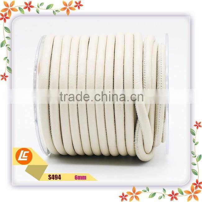 Outside Machine Italian Stitch Nappa Sheepskin Leather Cord 8mm White Color