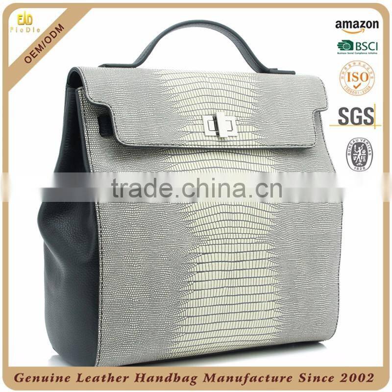 CSS728D001 Fashion Special Natural Lizard Grain Genuine Cow Leather Large Backpacks for Ladies