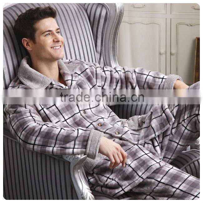 Men's super soft thermal coral fleece bathrobe