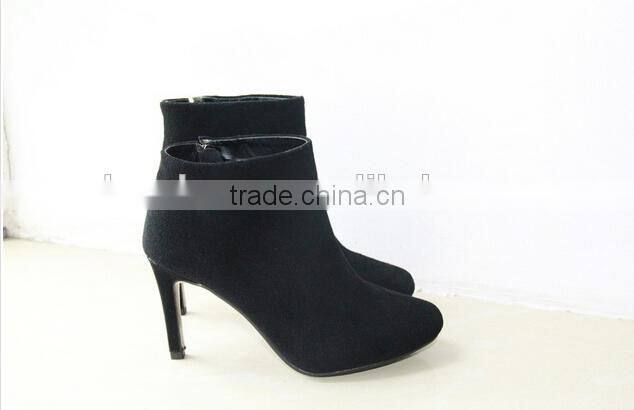 S902 Italian style real suede upper size range 35-42 elegant design zipper up women ankle boots with pointy toe shape
