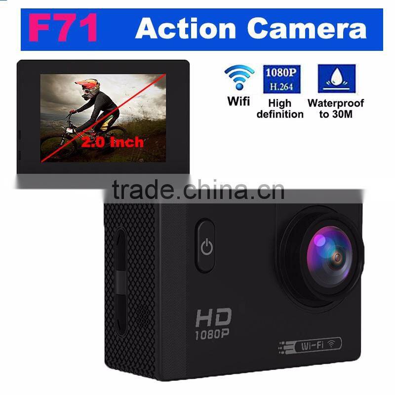 2.0 Inch F71 Waterproof 170 Wide Angle Lens Full HD Wifi Camera 1080P