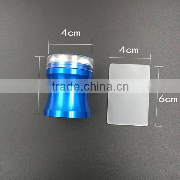 China factory selling 3.8cm stamper head,blue metal clear jelly stamper for nail