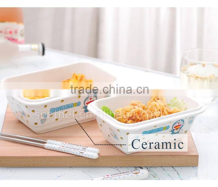 Bento lunch box,Rectangular ceramic Lunch Box with airtight lid,kids lunch box