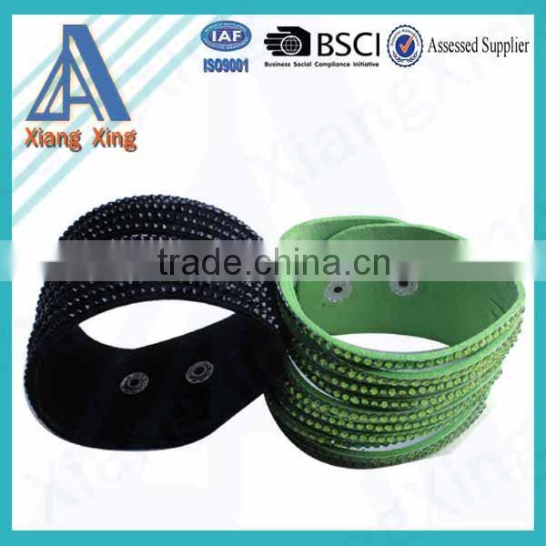 Single wrap rhinestone custom braided leather bracelets