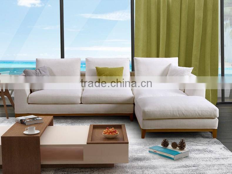 2017 New collection high quality cotton and line fabric solid wood construction sofa set