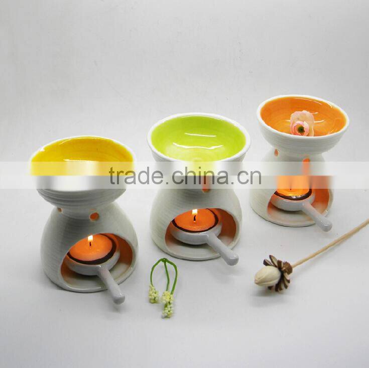 Unique shape ceramic aroma burner with bright color glaze