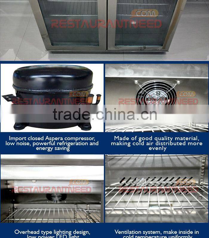 R185 Stainless Steel Fancooling 2 Refrigerated Glass Doors