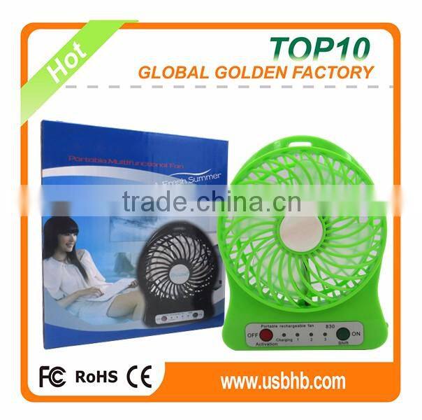 2016 Newest Mini USB Fan With 3 Protable Rechargeable Fan With 18650 Battery