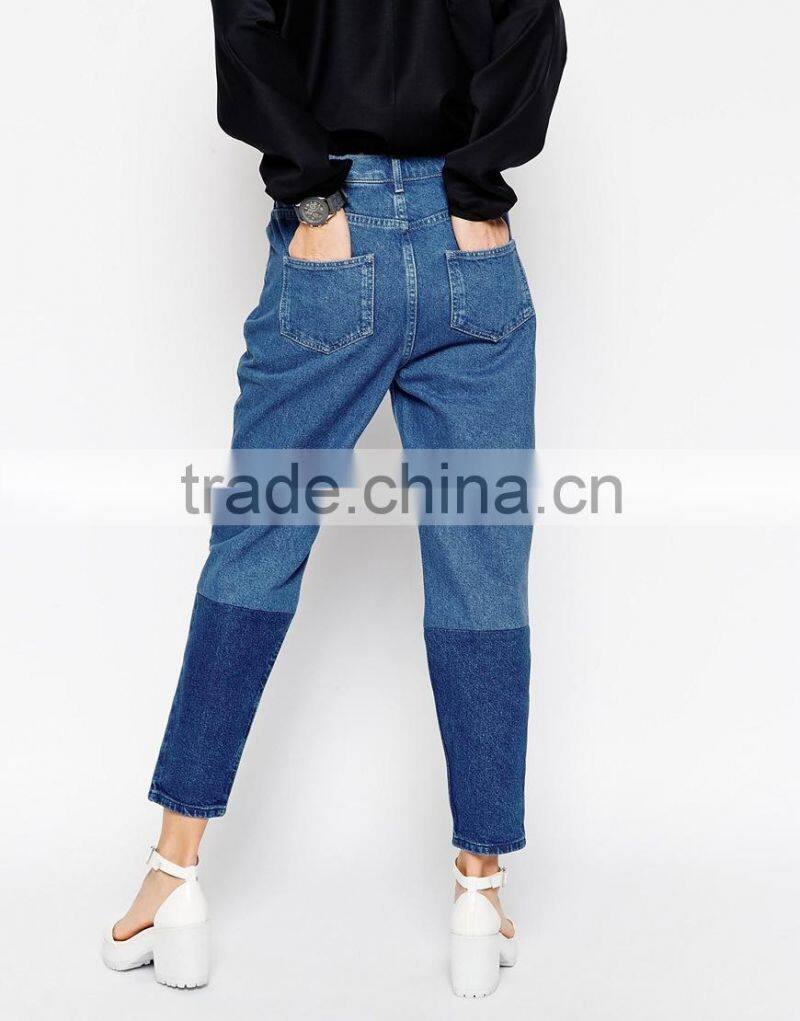 lady high rise color block jeans