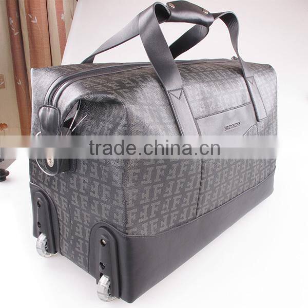 Travel Bag Set Printed PU and Genuine Leather Handmade Bags