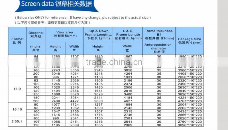fixed frame screen for home theater aluminum frame projector screen