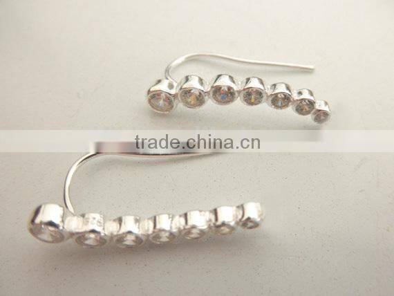 Fashion 925 Sterling Silver CZ Ear Pins Earring Jewelry