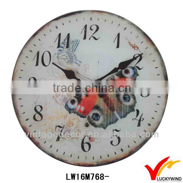 butterfly flower white vintage retro number cheap wall clocks