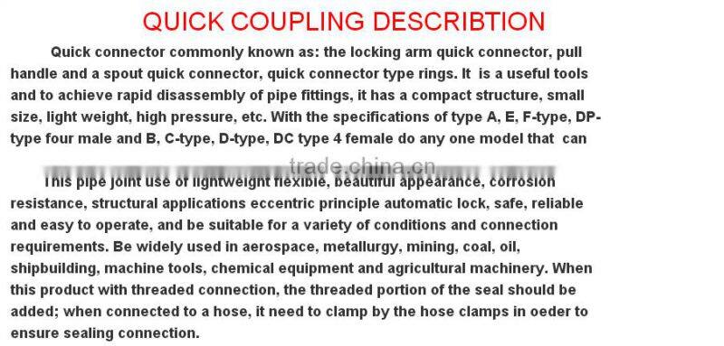 Plastic camlock coupling