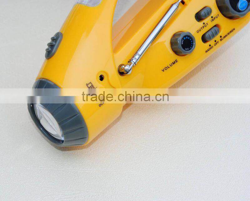 Crank Dynamo Flashlight with Mobilephone Charger and Radio & Promotional flashlight coco