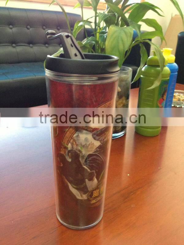 drinking reusable plastic acrylic straw cup with lid