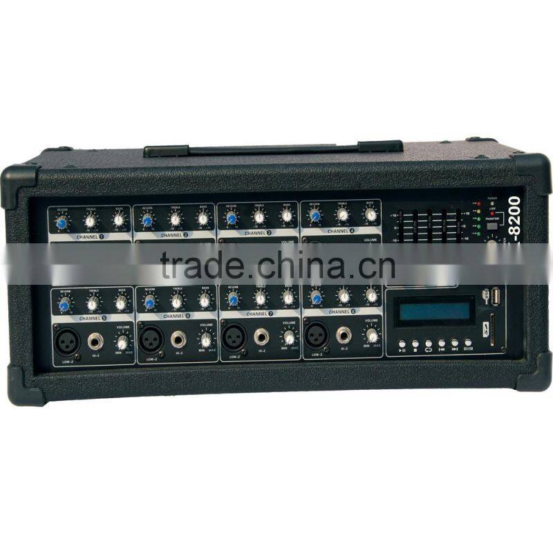 high quality MX8200 8 channels wooden cabinet powered mixer