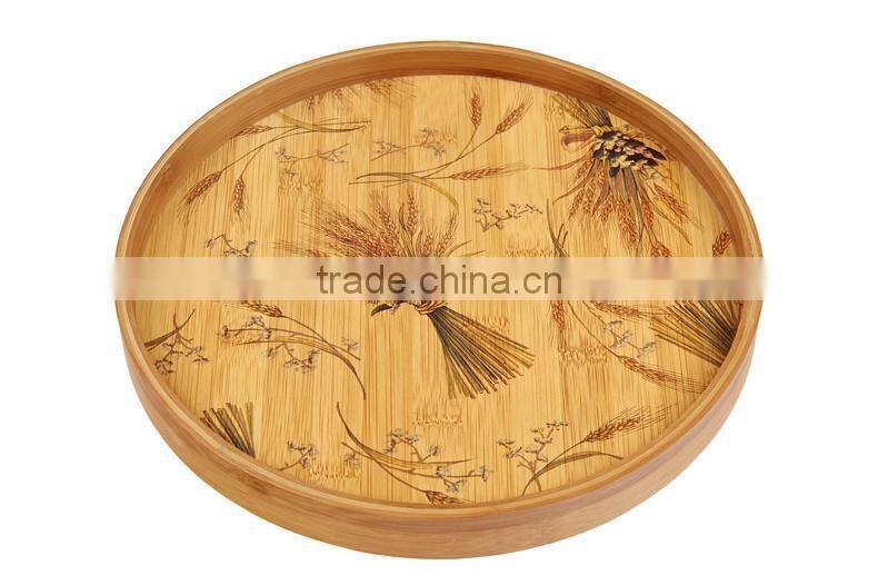 LC-9/Round Bamboo Serving Tray/Bamboo Tray For Tableware Kitchenware