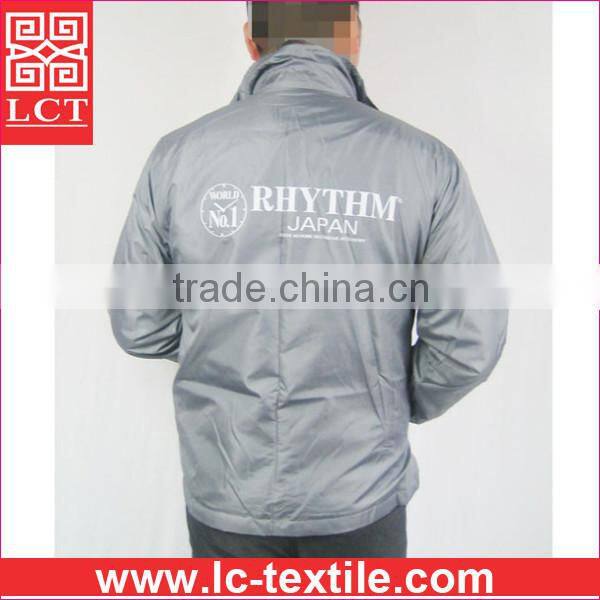wholesale 2015 JAPAN pupular grey color windproof nylon school running uniform jacket with custom silk screen print(LCTU0065)