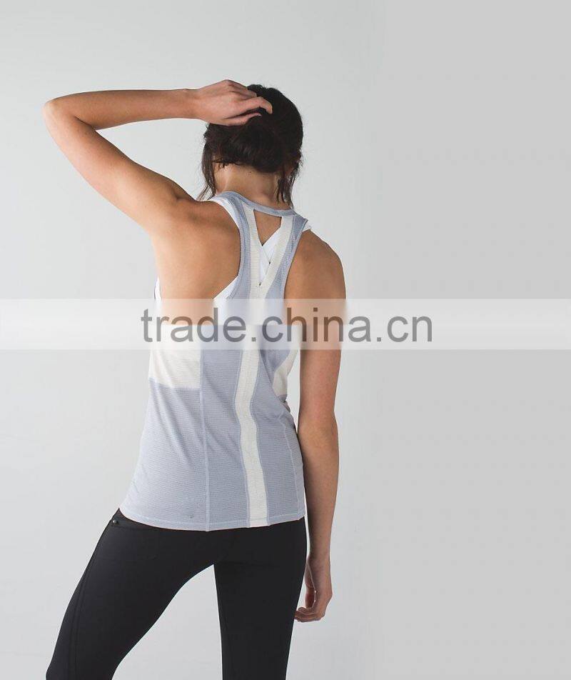 Contrast color sleeveless made in china elegant women top