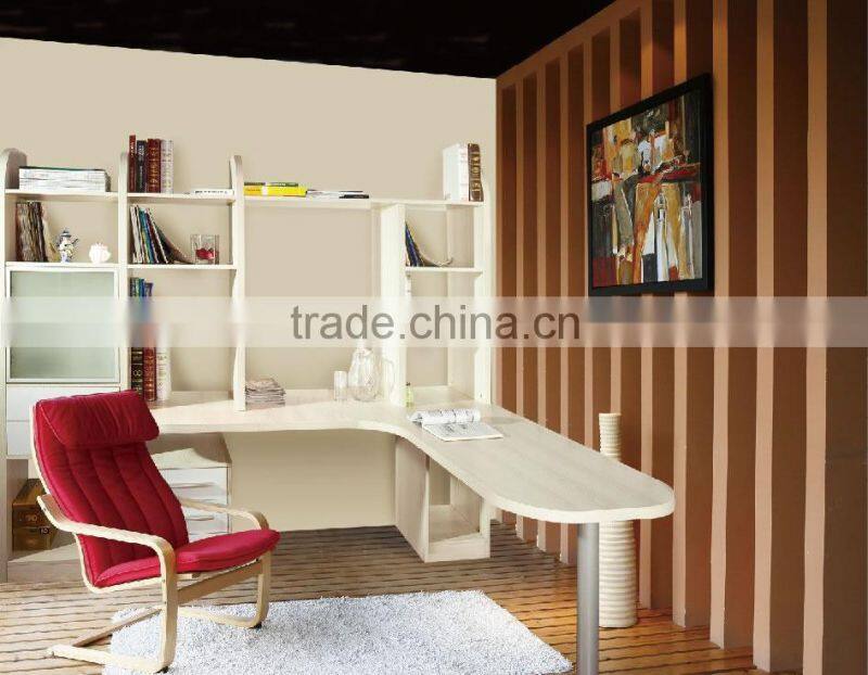 modern 4 drawer bookcase with glass doors