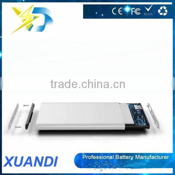 Utral thin polymer 5000mah power bank with cable for cellphone