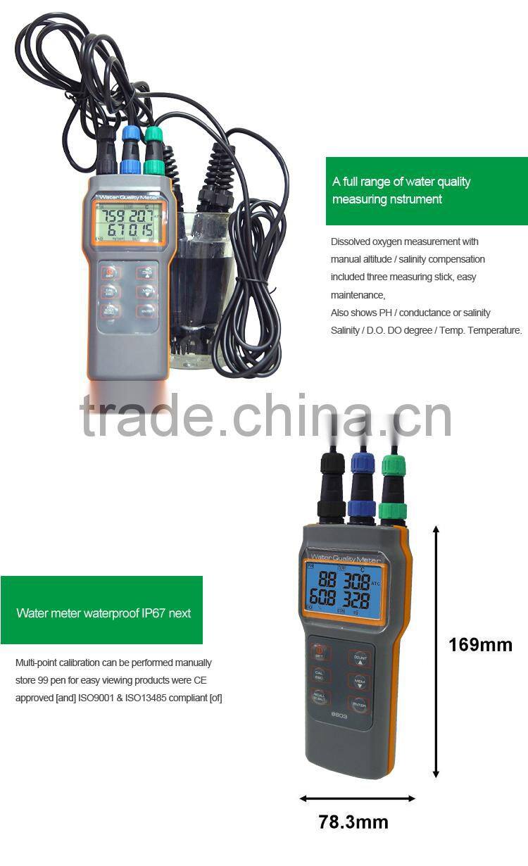 PH Meter IP67 Water quality tester Dissolved Oxygen Meter Combo PH COND. DO Meter
