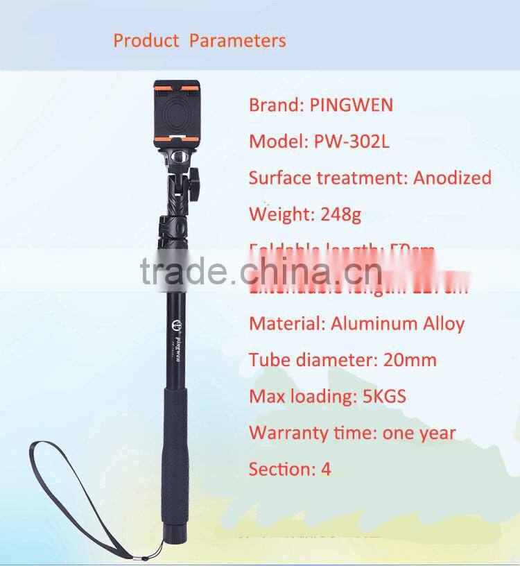 Promotional low price selfie stick length adjustable monopod made in China
