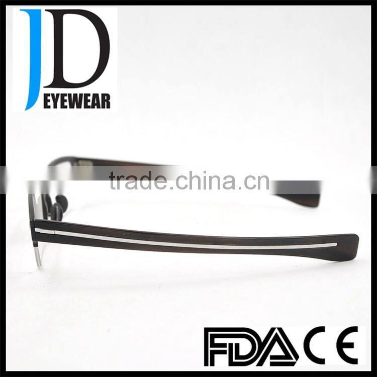 whole black buffalo horn optical glasses semi frame metal strip buffalo horn optical frame