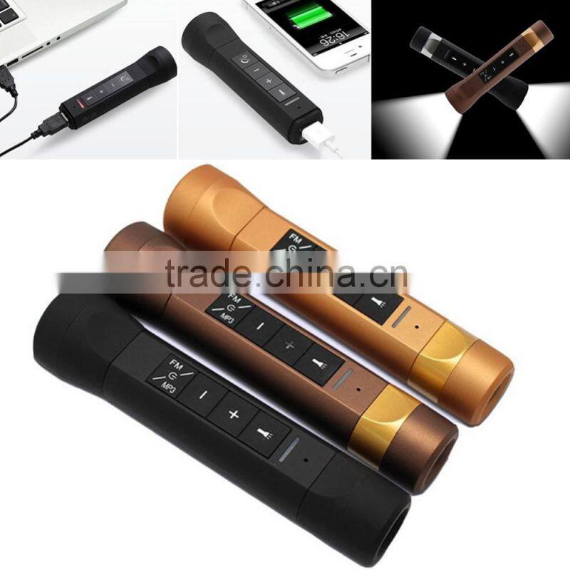 LED Flashlight Speaker Portable Bike Cycling Torch Lamp Bluetooth Speakers