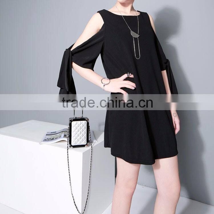 Summer Chiffion Vest Dress Multi-way to Wear Unique Off Shoulder Lace-up Knot Black White