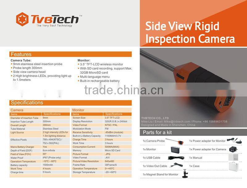Side view endoscope camera
