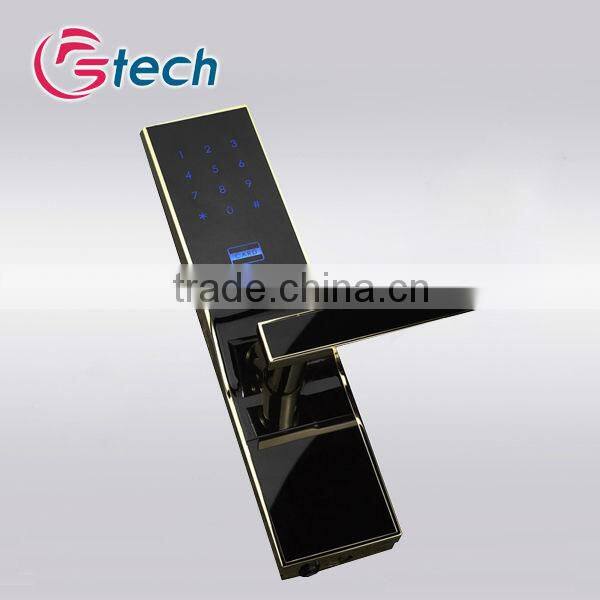 Luxury PVD color biometric lock with beautiful blue backlighting keypad